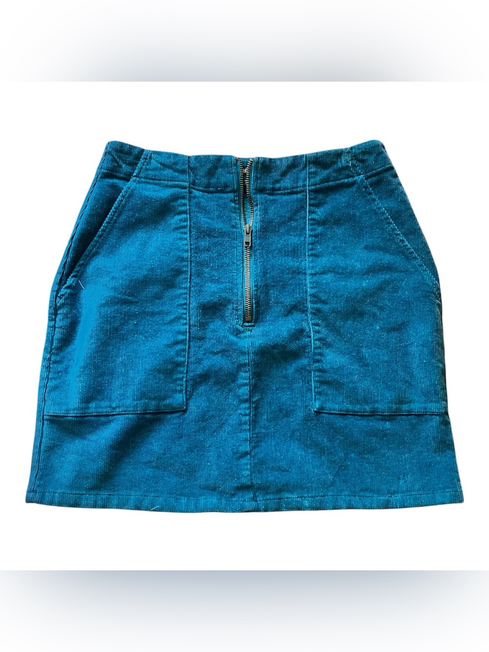 wild fable Teal Corduroy Mini Skirt with Front Zip